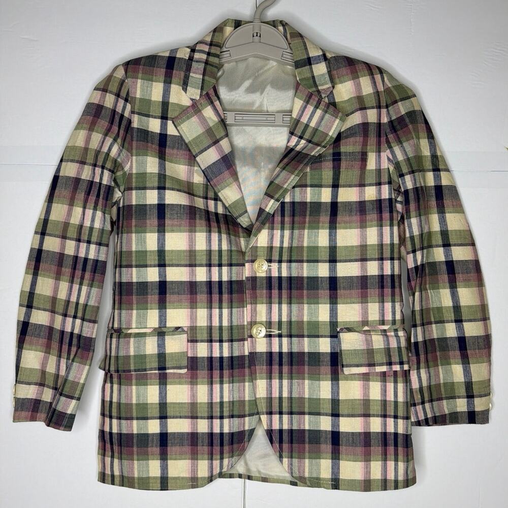 Jack Tar Pastel Plaid Tartan Vintage Lined Suite Jacket Made in USA Boys 10